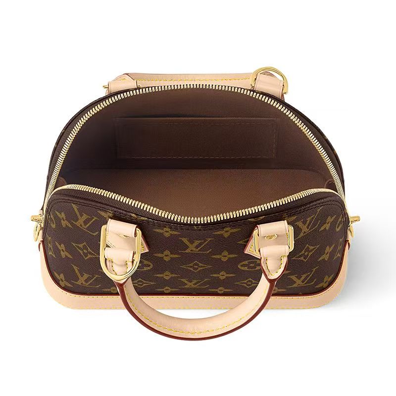 Louis Vuitton 2024 New Arrival Women's Brown Monogram Canvas Shoulder Bag with Gold-Tone Padlock and Strap