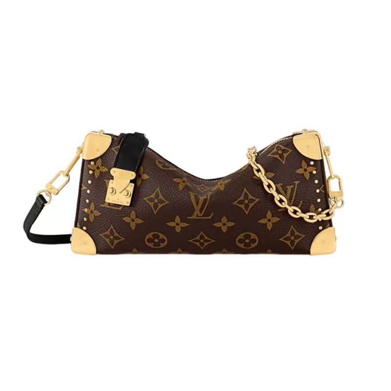 Louis Vuitton Women's Brown Monogram Handbag with Calfskin Trim and Detachable Strap