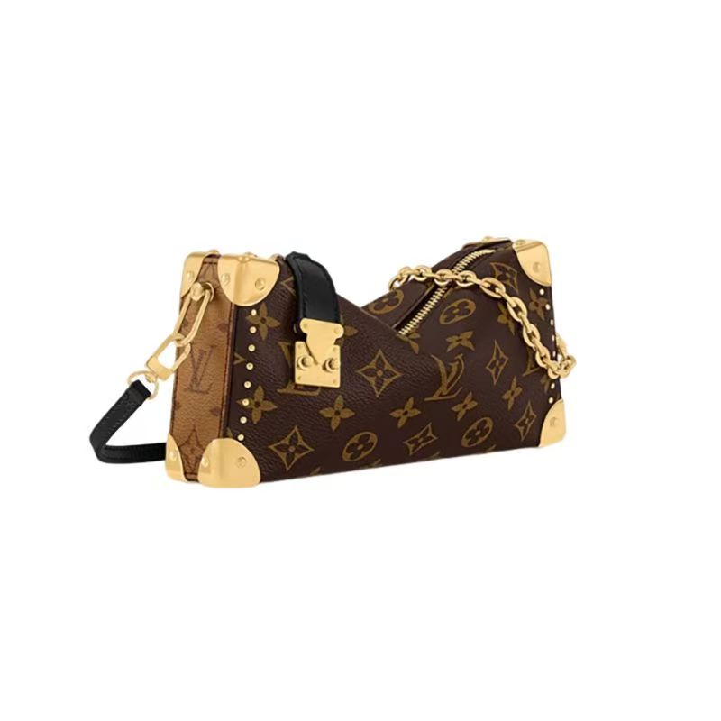Louis Vuitton Women's Brown Monogram Handbag with Calfskin Trim and Detachable Strap