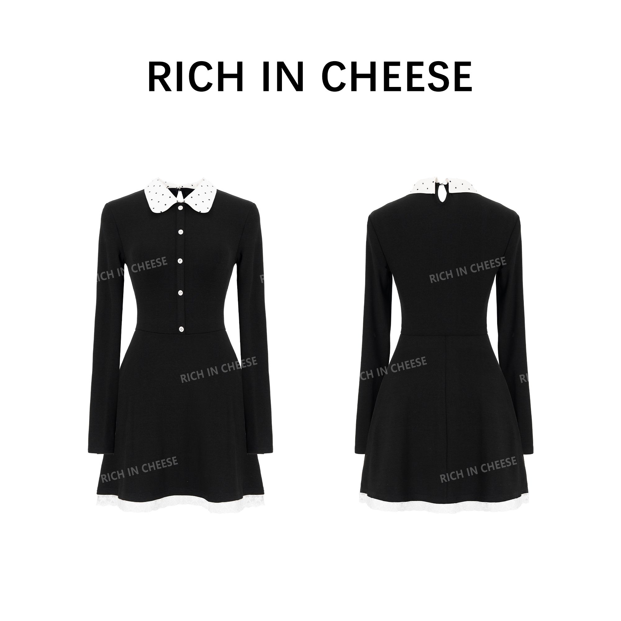 RICHINCHEESE Parisian Style Layered Knit Dress with Stretch and Waist Definition