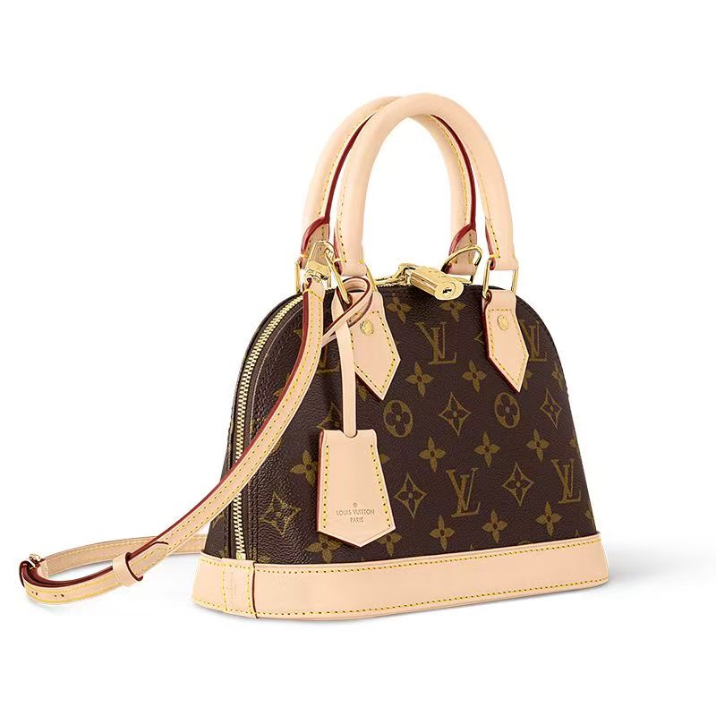 Louis Vuitton 2024 New Arrival Women's Brown Monogram Canvas Shoulder Bag with Gold-Tone Padlock and Strap