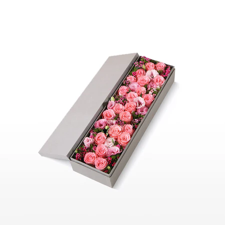 Fresh Flowers 21 Pink Roses Gift Box