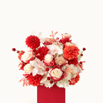 Red Elegance Floral Gift Box From