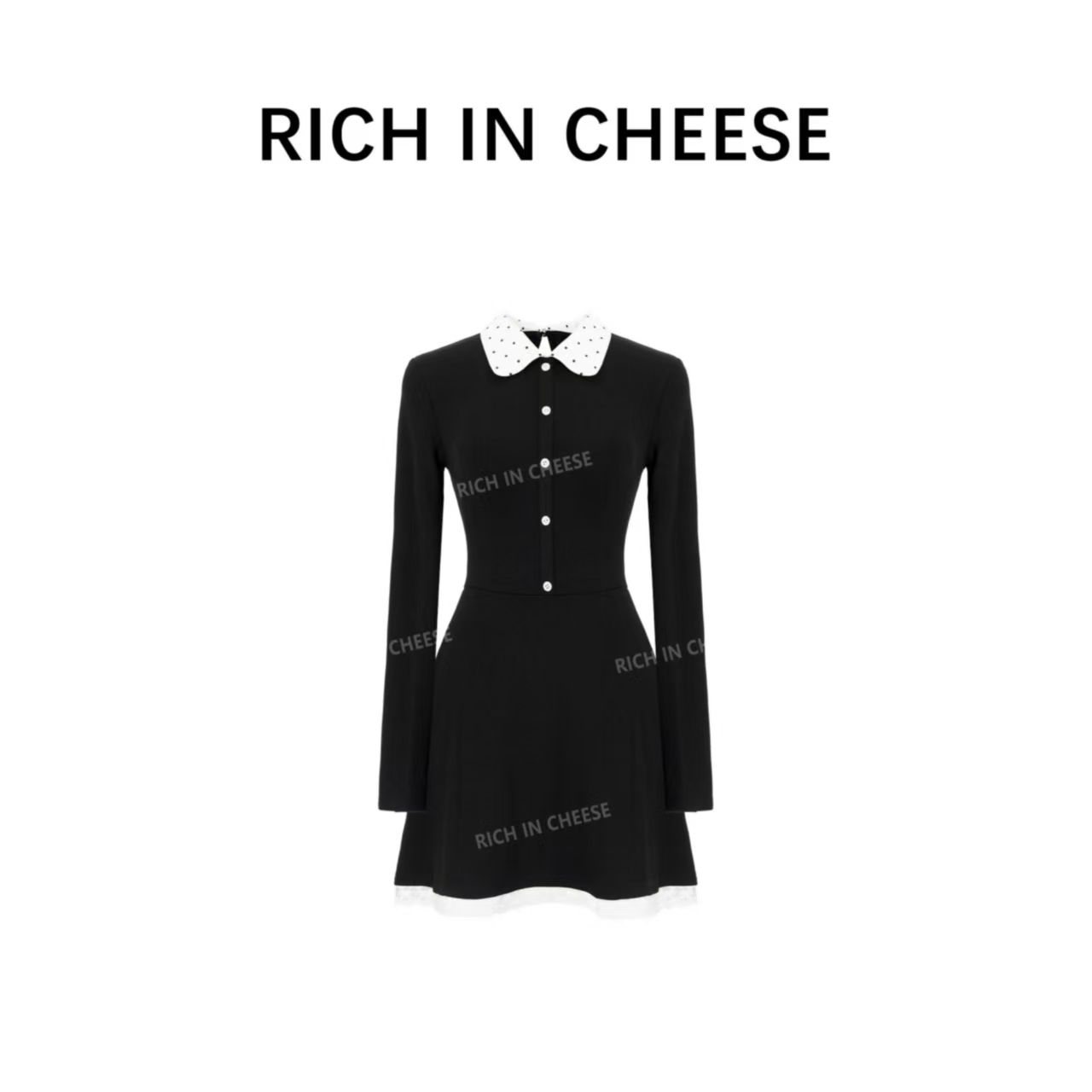 RICHINCHEESE Parisian Style Layered Knit Dress with Stretch and Waist Definition
