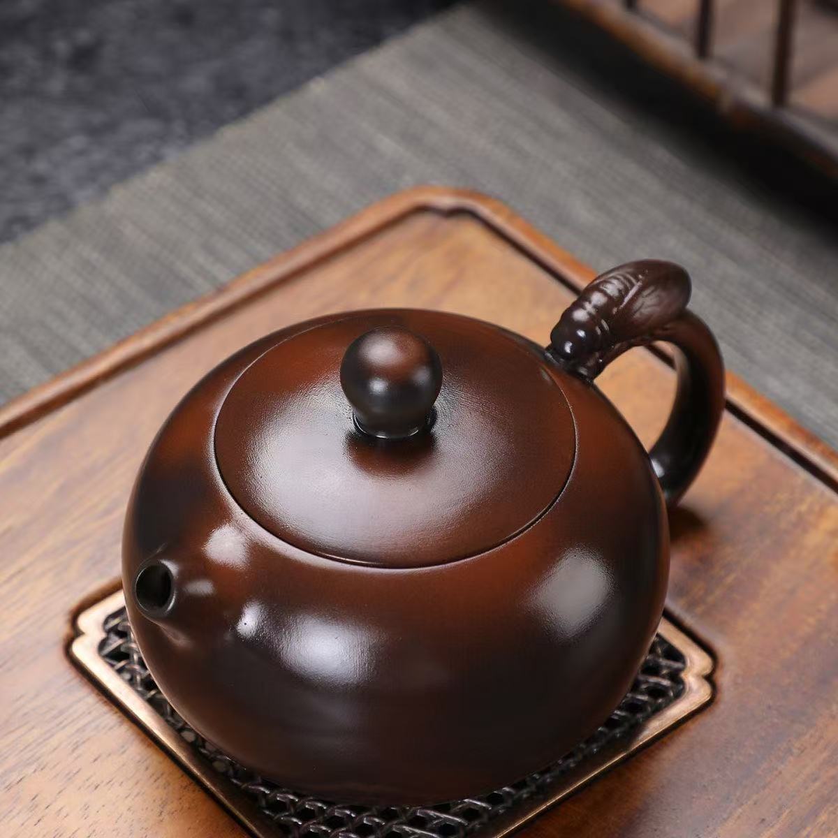 Handmade Jingdezhen Purple Clay Xishi Teapot, Large Capacity Original Ore Kung Fu Tea Set, Amazing Craft