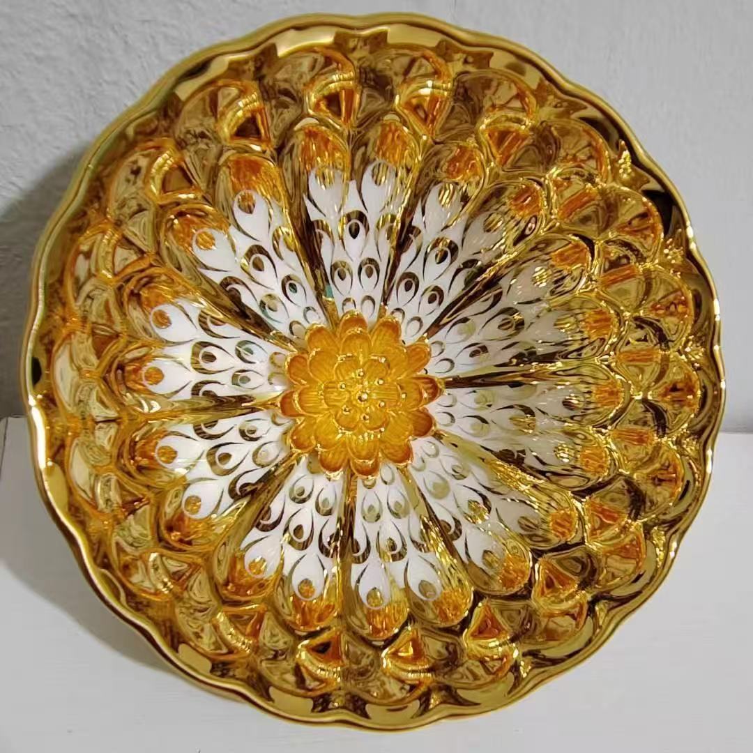 Luxury Gilded Master Tea Cup, Golden Peacock & Golden Lotus Design, Colorful Glaze Personal Tea Cup