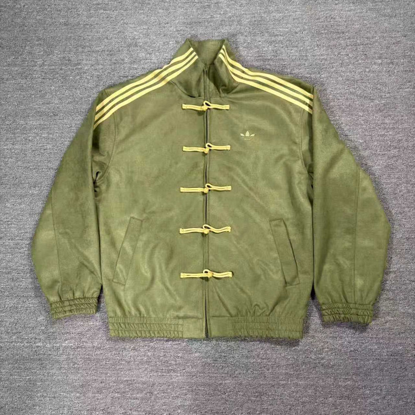 Adidas Originals New Chinese Style Frog Button Suede Jacket Unisex Couple's Style