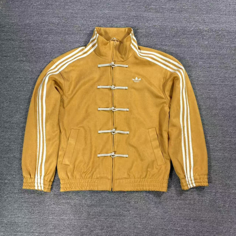 Adidas Originals New Chinese Style Frog Button Suede Jacket Unisex Couple's Style
