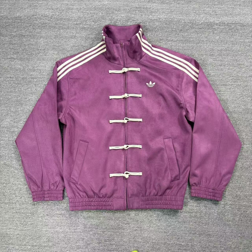 Adidas Originals New Chinese Style Frog Button Suede Jacket Unisex Couple's Style